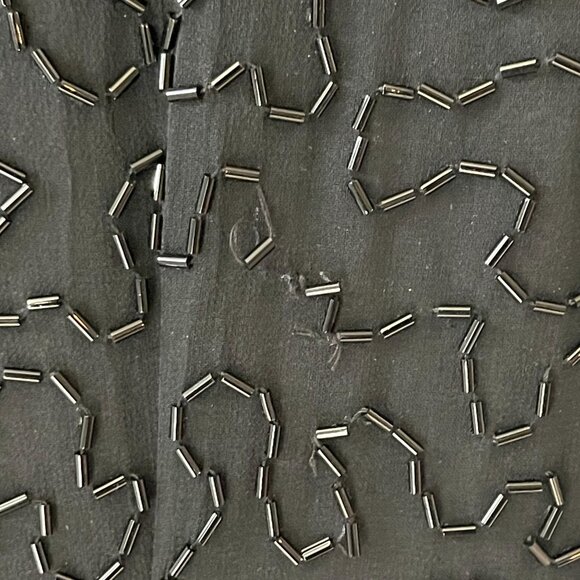 Vintage A.J. Bari Black 100% Silk Beaded Cocktail Dress W/ Gold Sequins Sz 6 - Picture 5 of 11